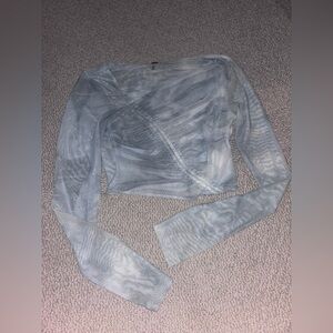 Free People Blue Cloud Pattern Sheer Long Sleeve Womens XS